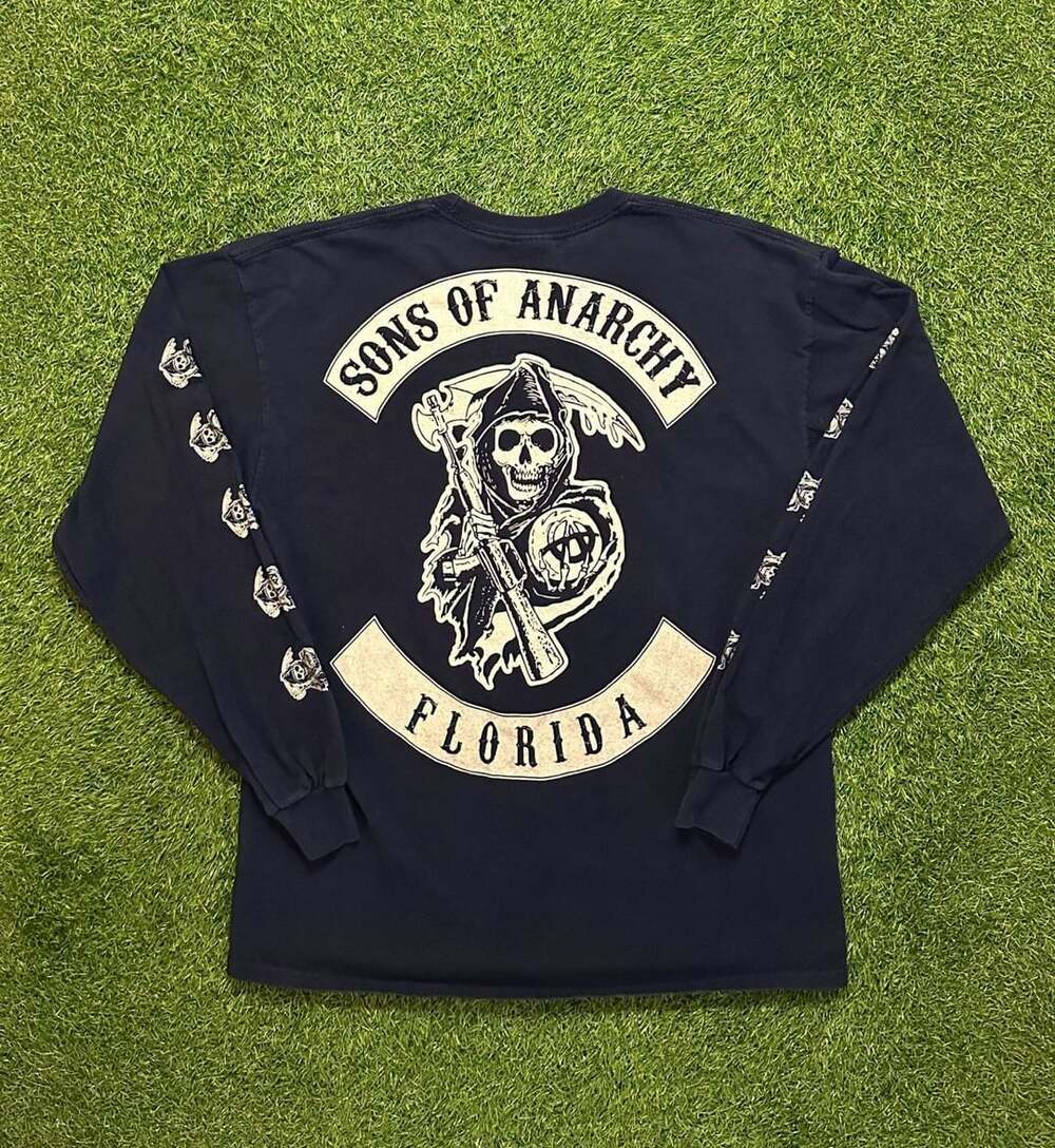 Y2K Sons Of Anarchy Florida Reaper Long Sleeve Shirt Black Size L